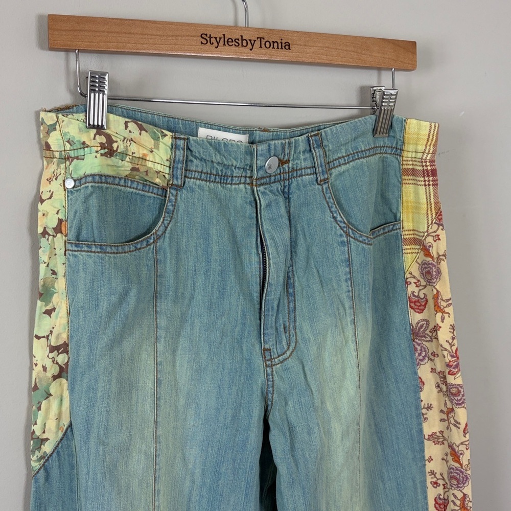 Anthropologie Pilcro The Adi Mid Rise Relaxed Flare Jeans Patchwork Sz 30 NEW - Picture 5 of 14